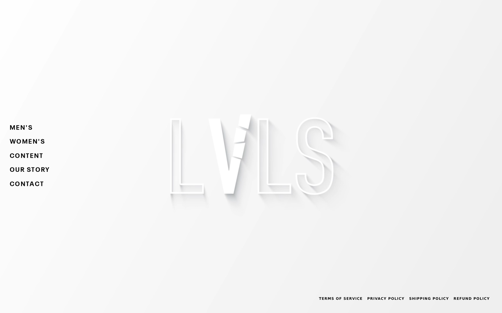 LVLS Sportswear Shopify website with its dimensional brand splash